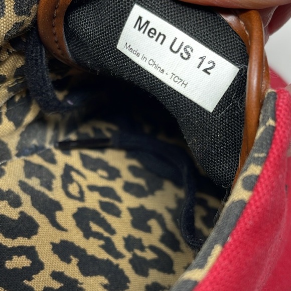 Vans  Maroon Red Authentic Low Pro Canvas Sneaker Leopard Interior - Picture 9 of 11